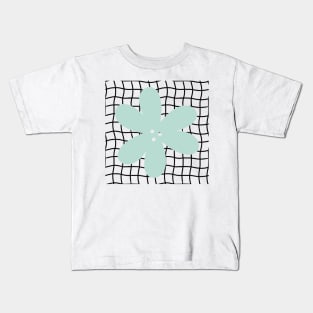 Abstract Flower on Grid - Pastel teal green Kids T-Shirt